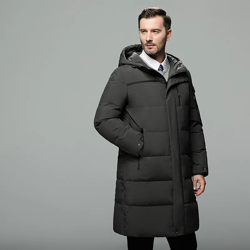 Men's Long Parkas Oversized Thick Male Coat High Quality Fleece Casual Padded Jackets Men Warm Jacket